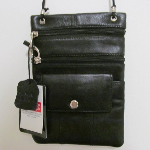 New Womens Black Leather Small Shoulder Bag Adjustable Strap Newage - Picture 1 of 8